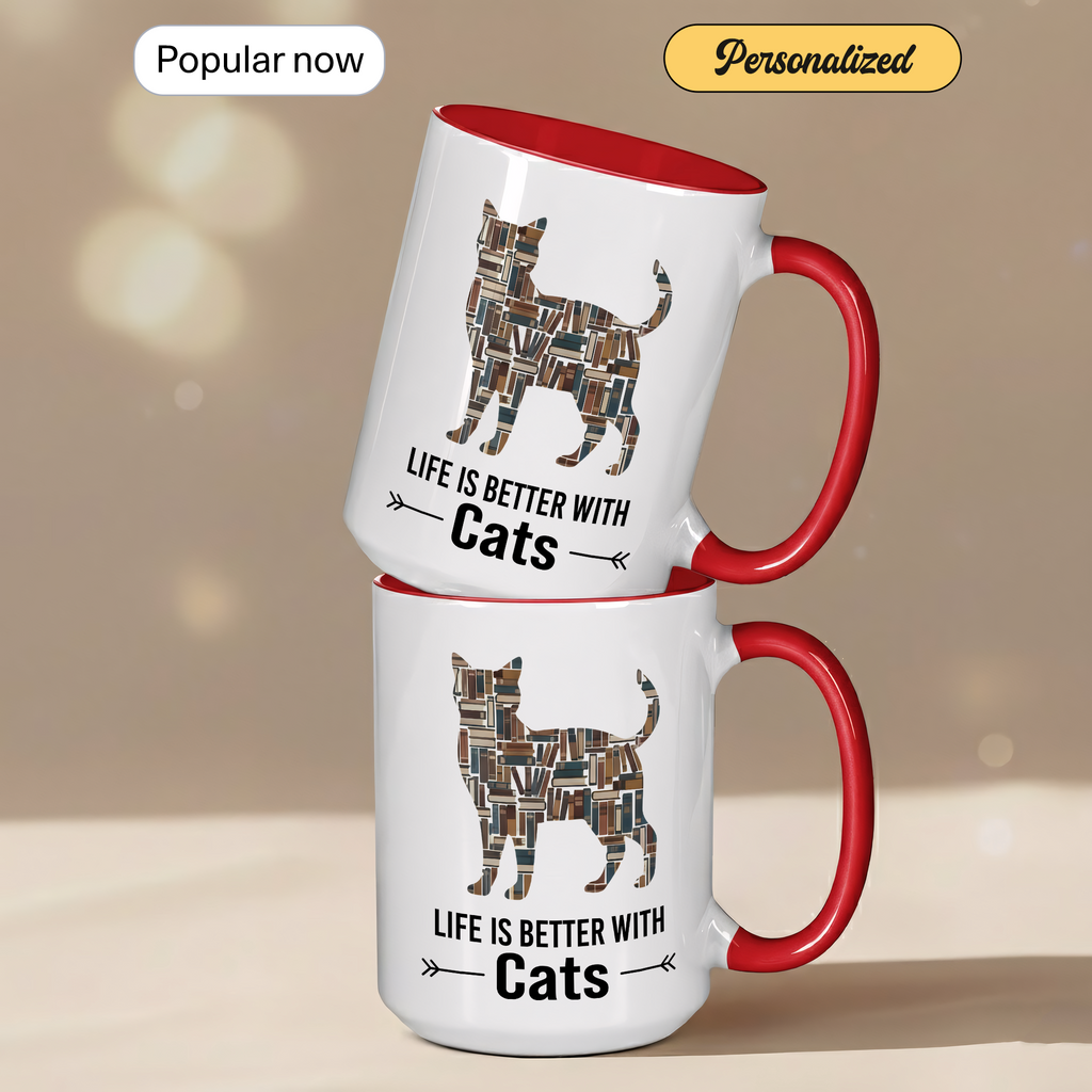All I Need Is Coffee and Cats Mug – Cat Lover Coffee Cup – Funny Cat Mom Gift – 11oz 15oz Ringer Mug |Mug 142