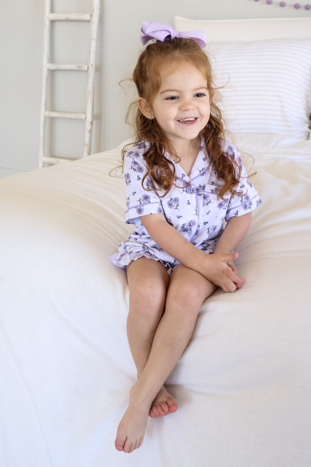 Girl's Two Piece Short Lounge Set | Amethyst Garden
