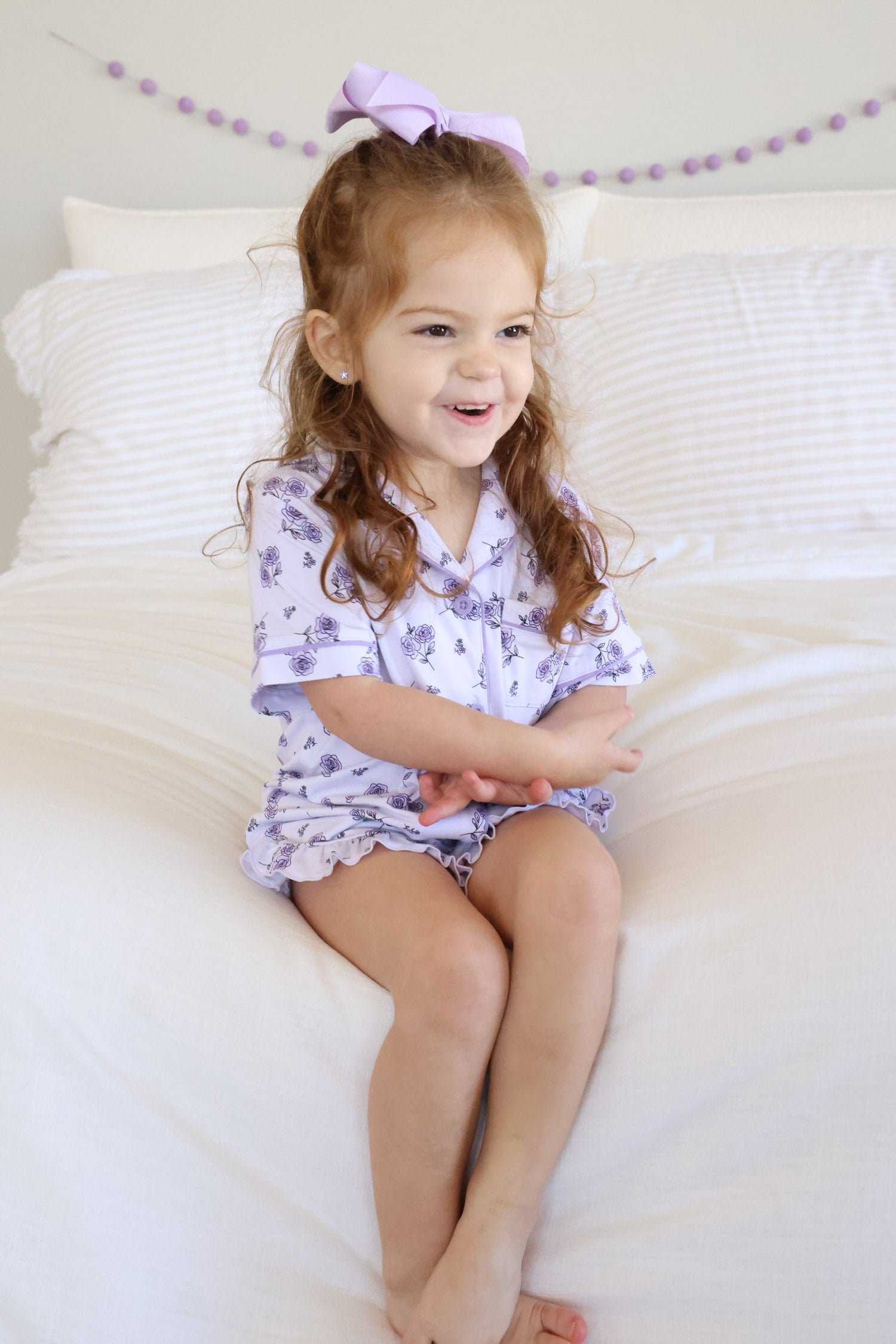 Girl's Two Piece Short Lounge Set | Amethyst Garden