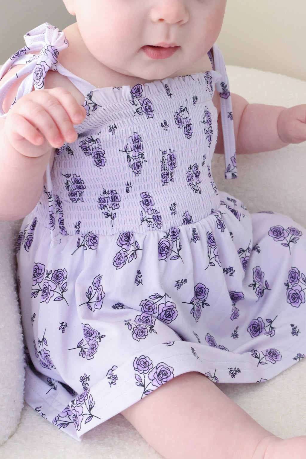 Smocked Twirl Bodysuit | Amethyst Garden