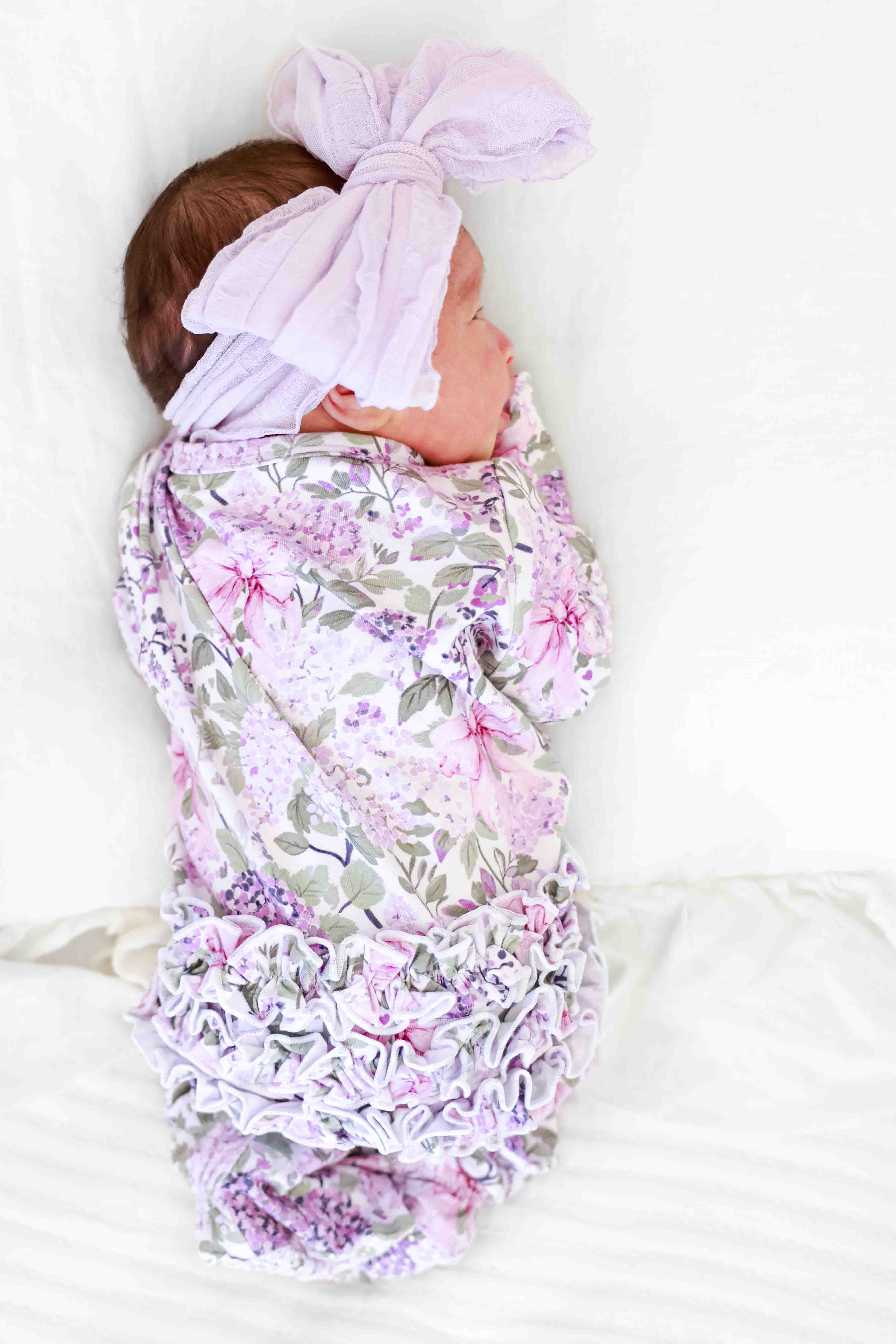 Ruffle Zipper Footie | Lavender Lullaby