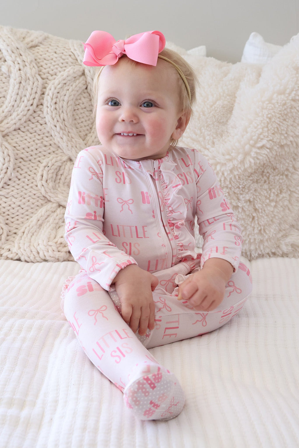 Ruffle Zipper Footie | Little Sis