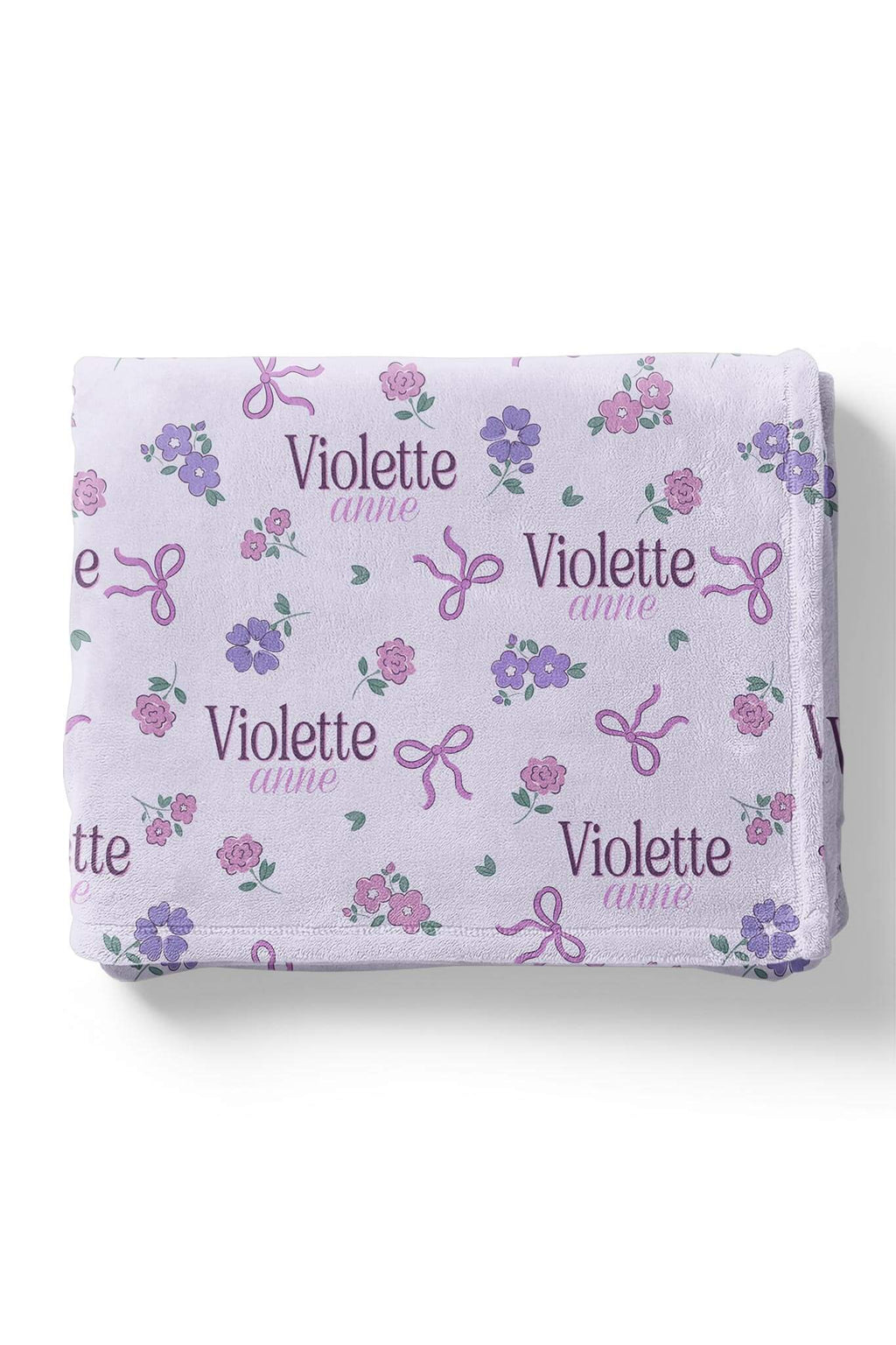 Ribbon & Roses Personalized Kids Blanket | Purple