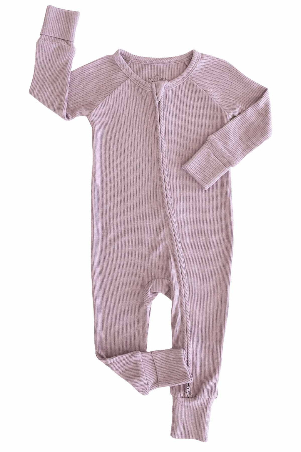 Embroidered Bamboo Waffle Convertible Zip Romper | Amethyst