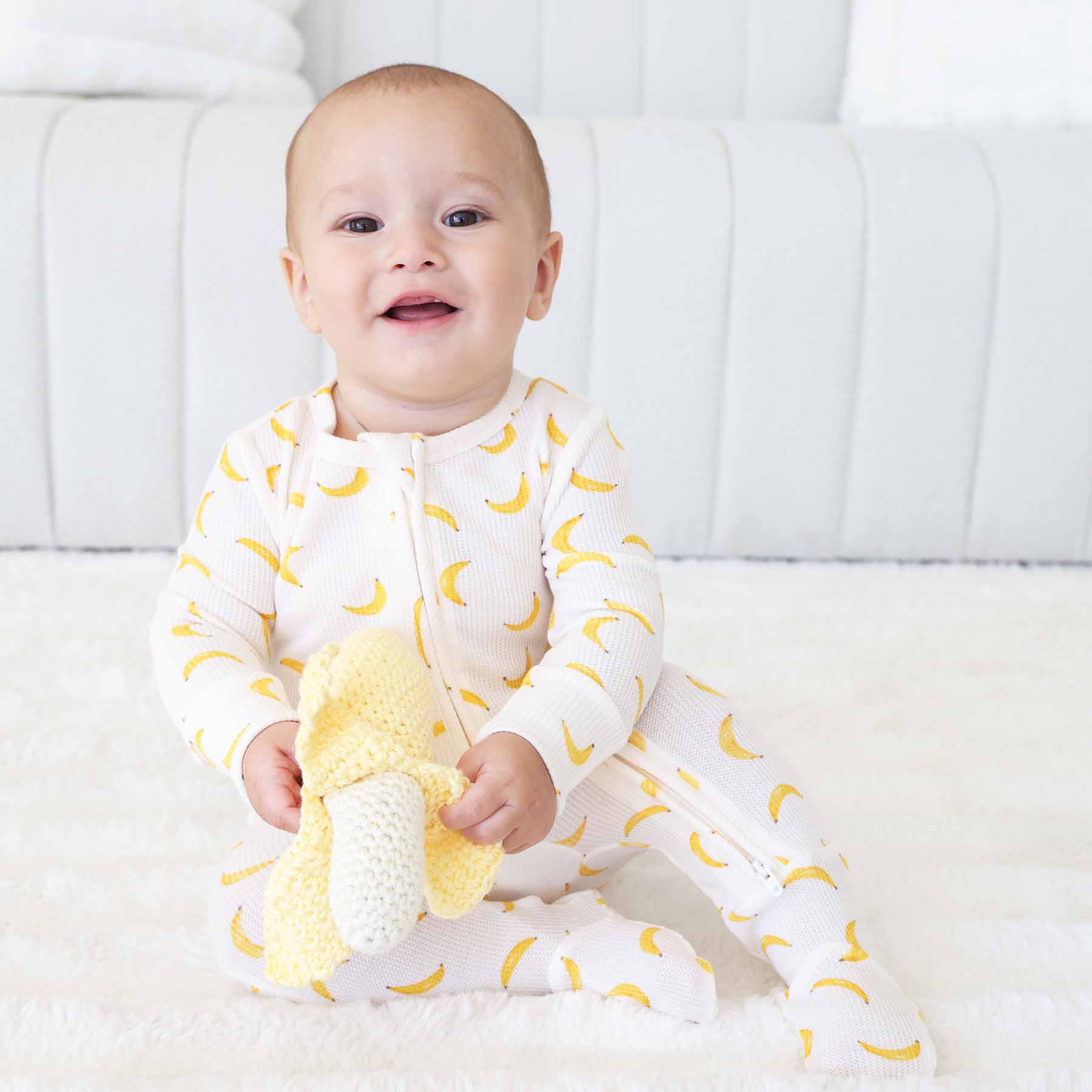 Go Bananas Bamboo Waffle Zipper Footie
