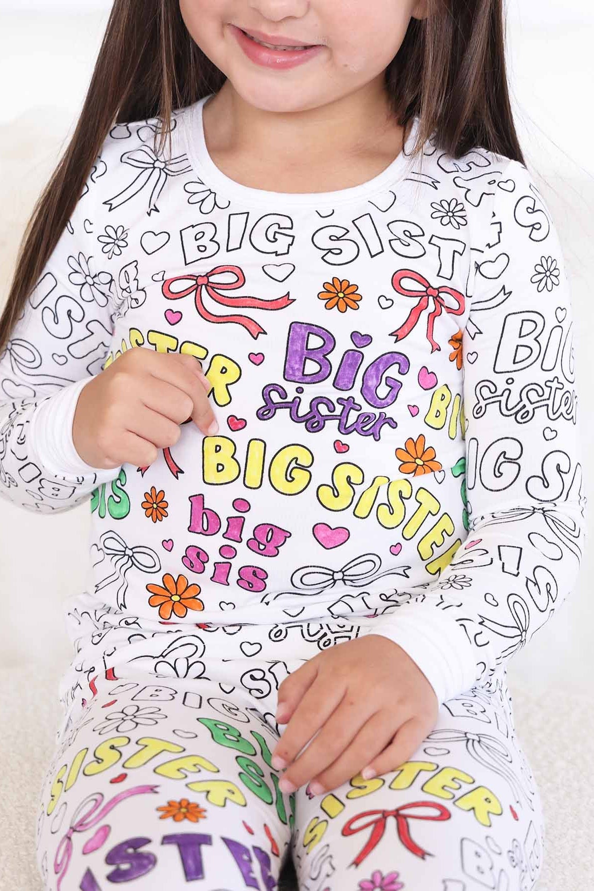 Colorable Two Piece Pajama Set | Big Sis