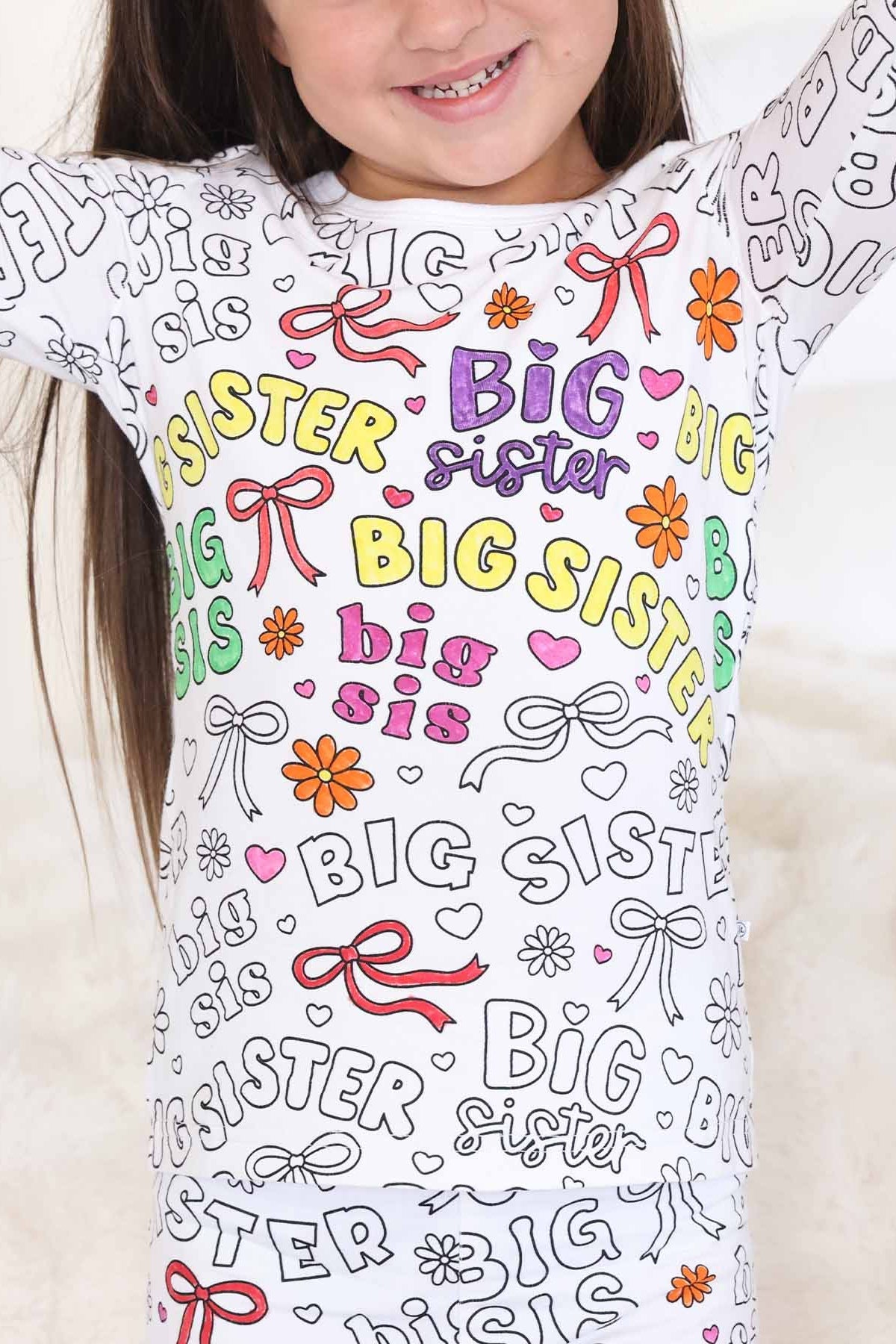 Colorable Two Piece Pajama Set | Big Sis