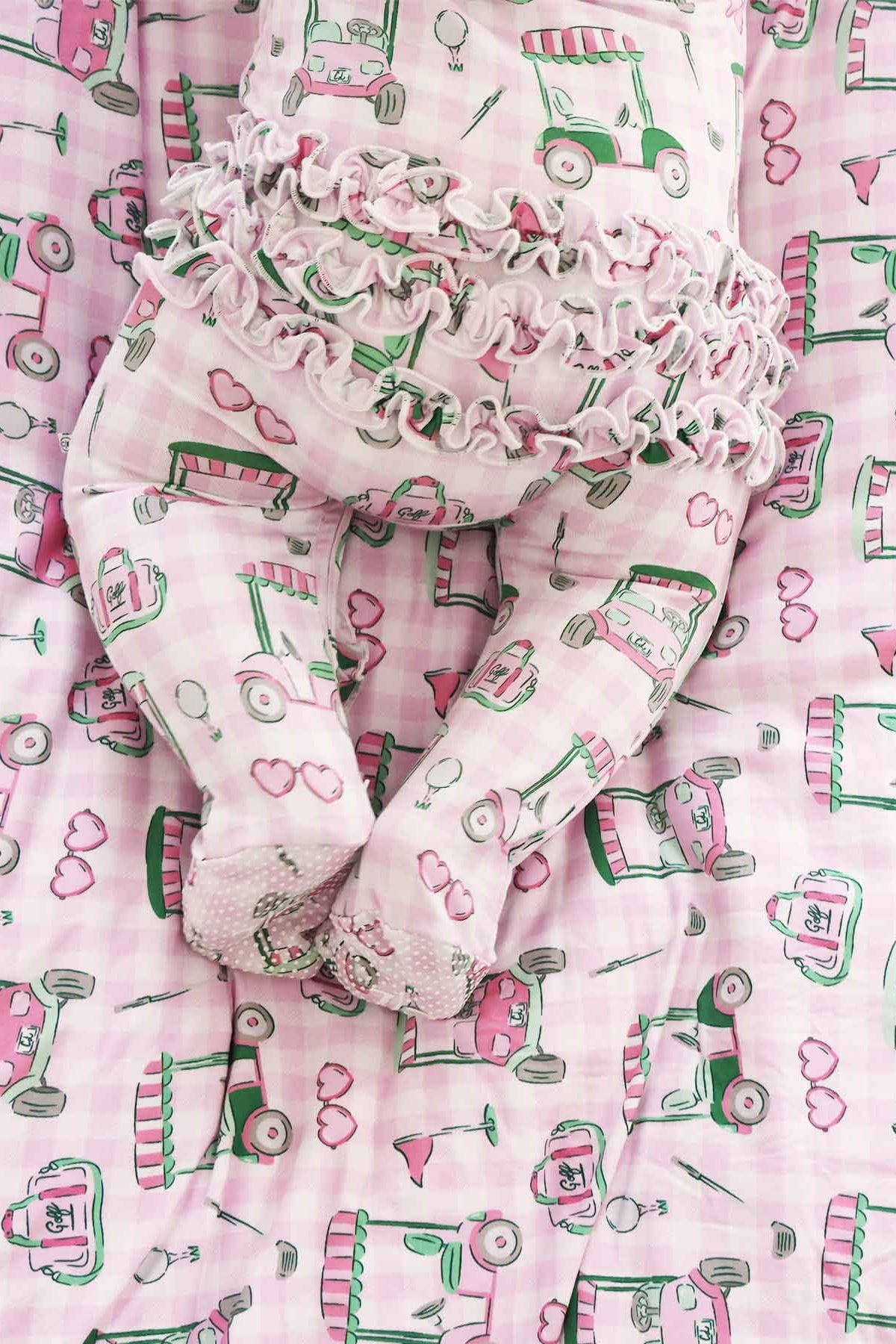 Birdie Babes Ruffle Zipper Footie | Pink