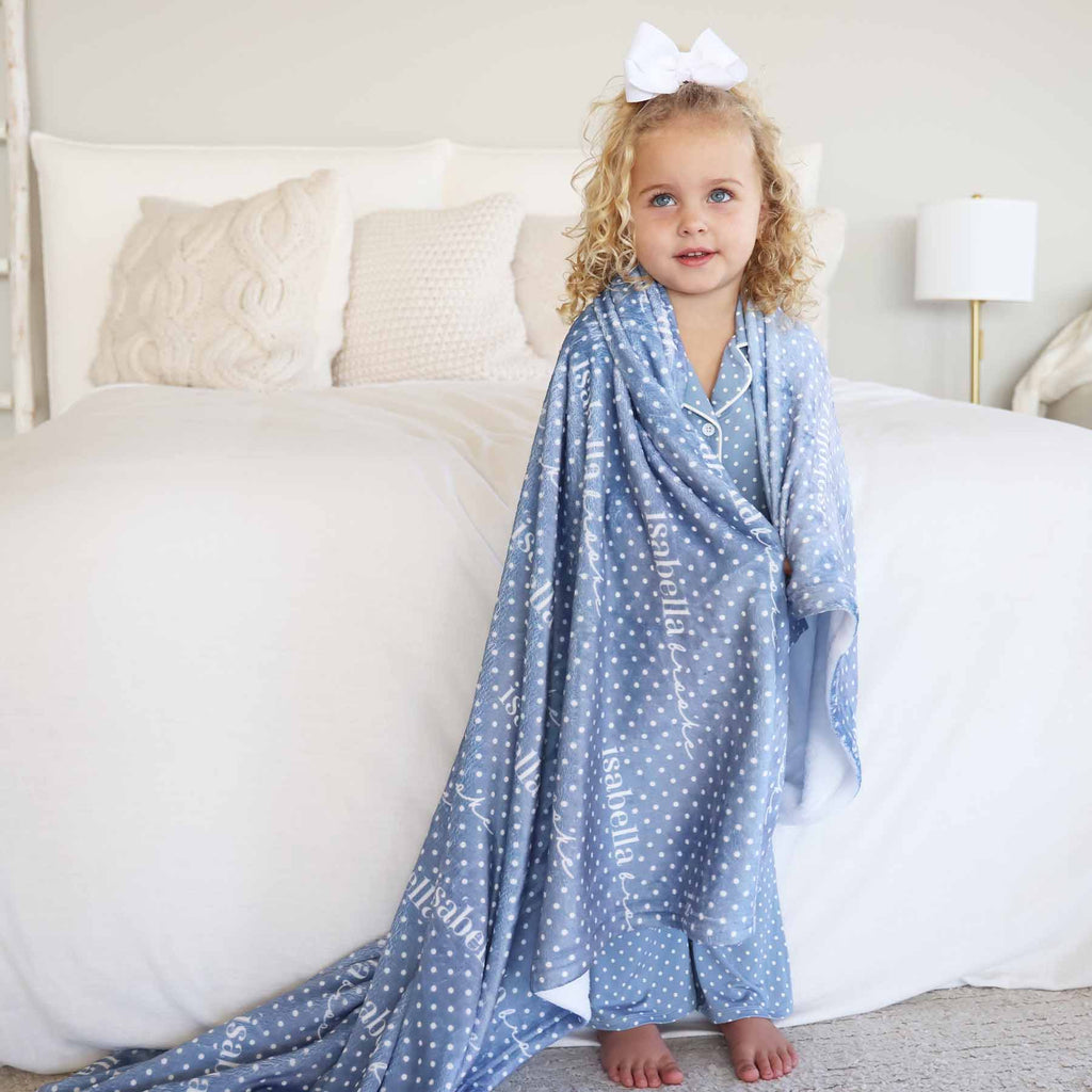Snuggle Spots Personalized Kids Blanket | Blue