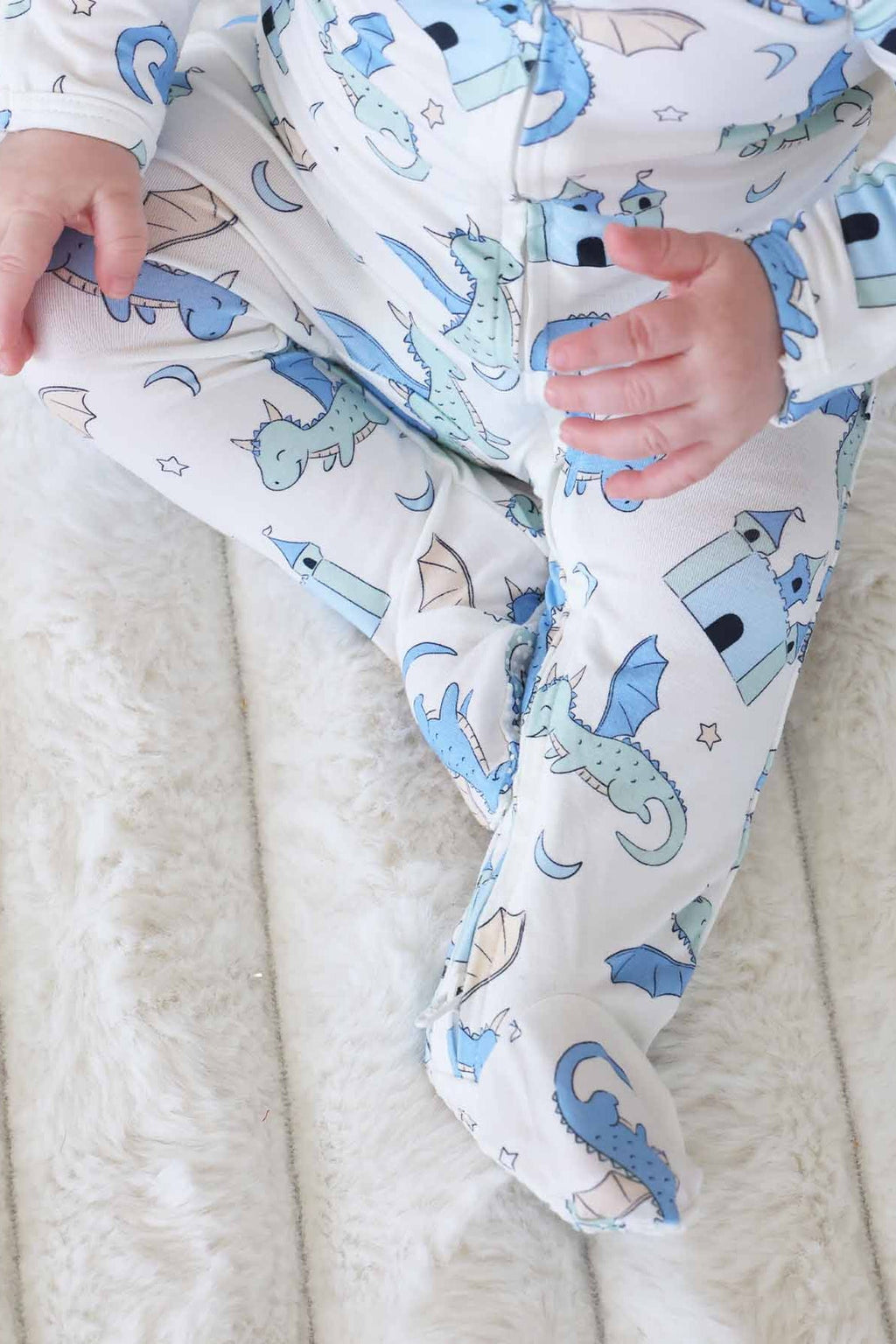 Dragon Adventure Zipper Footie | Blue