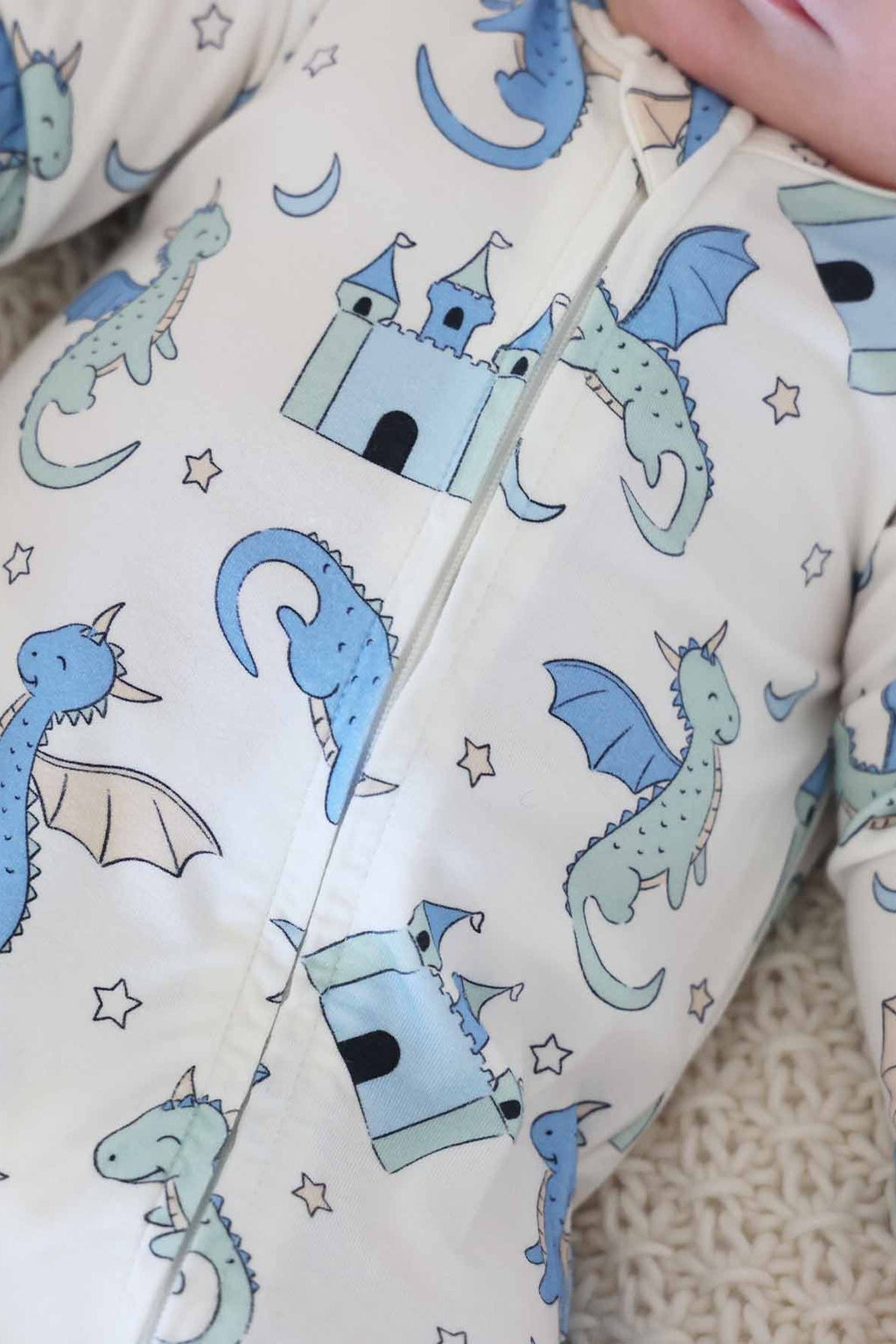 Dragon Adventure Zipper Footie | Blue