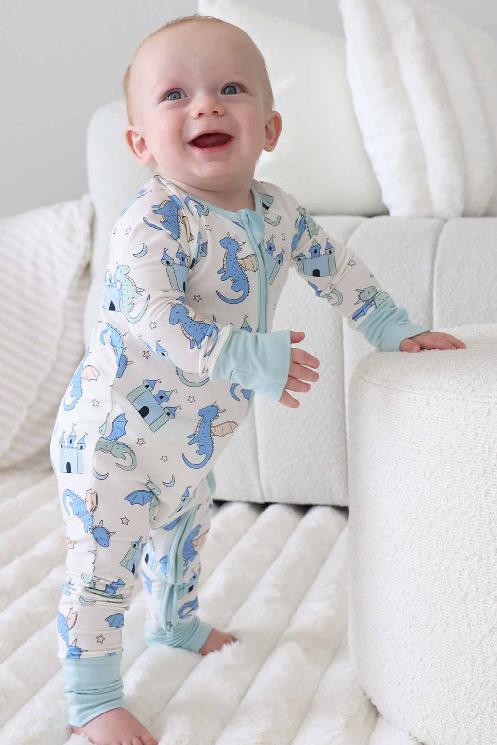 Dragon Adventure Convertible Zip Romper | Blue