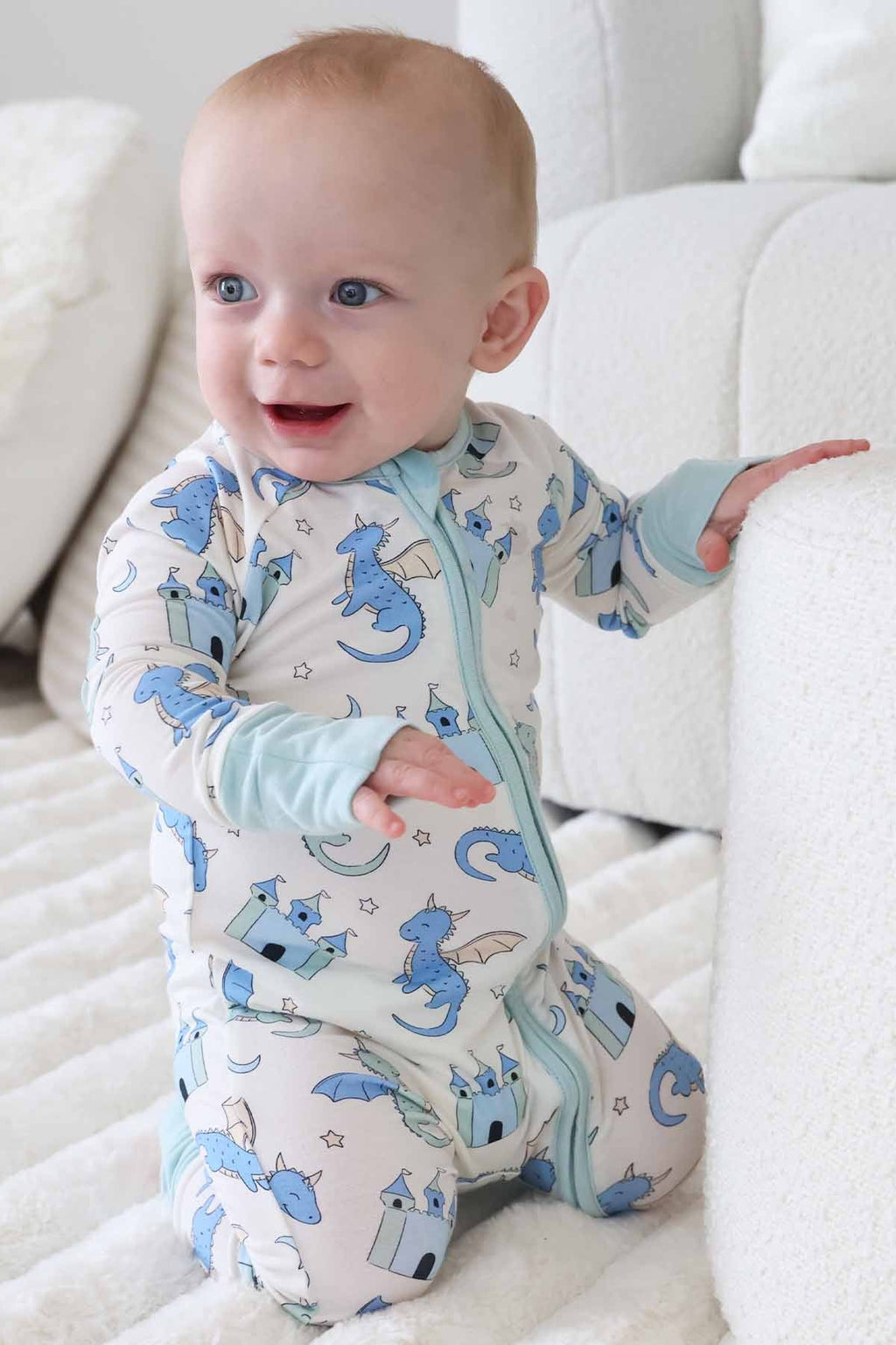 Dragon Adventure Convertible Zip Romper | Blue