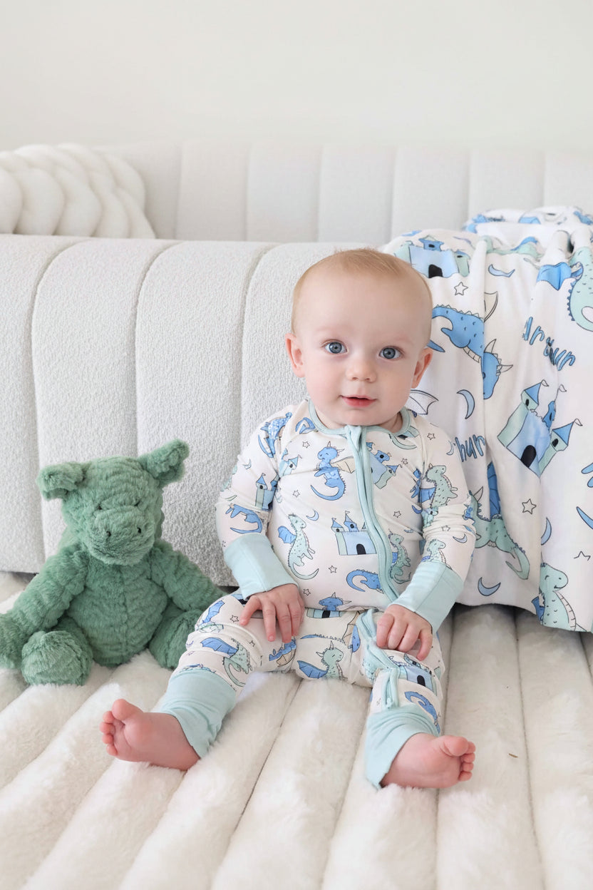 Dragon Adventure Convertible Zip Romper | Blue