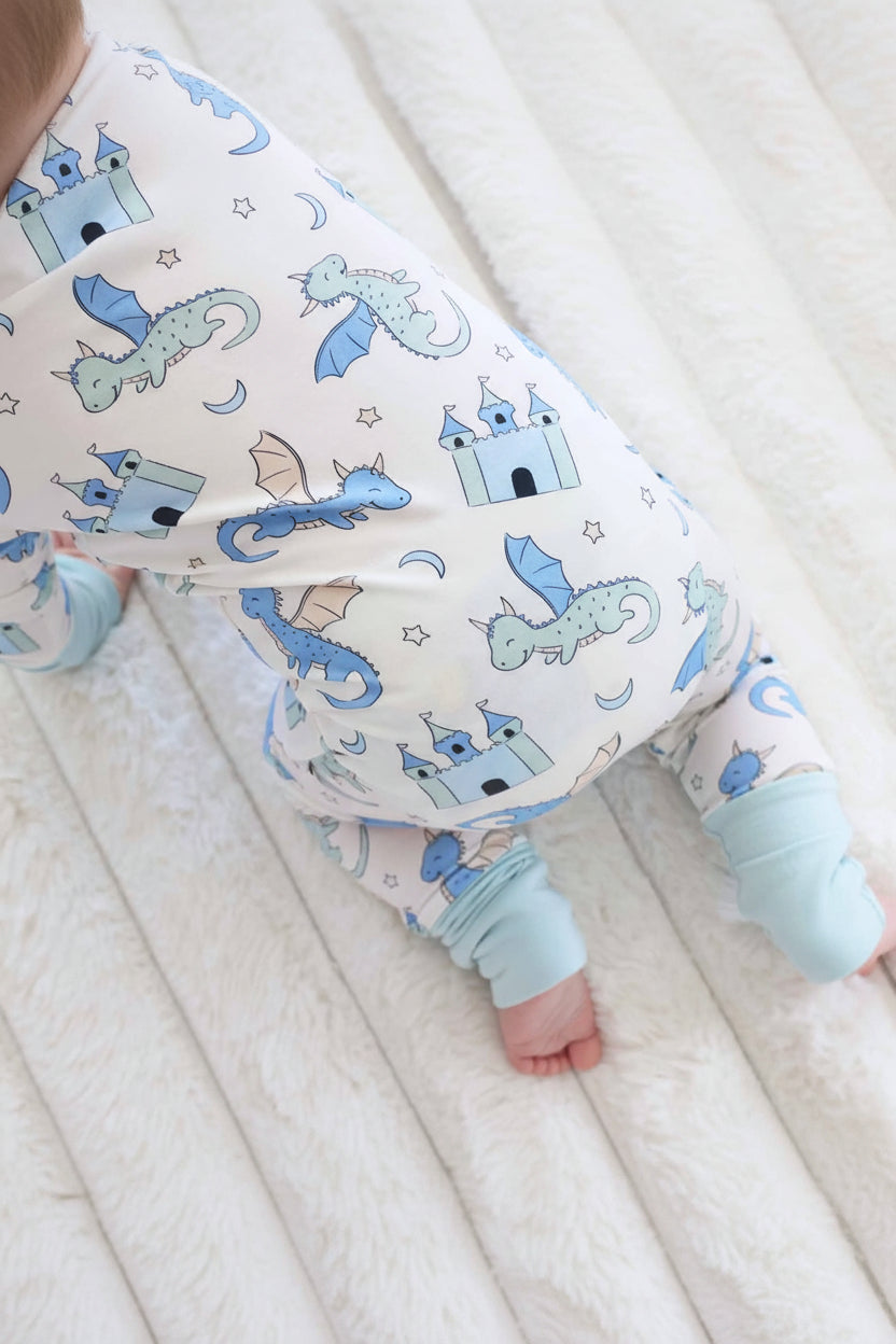 Dragon Adventure Convertible Zip Romper | Blue