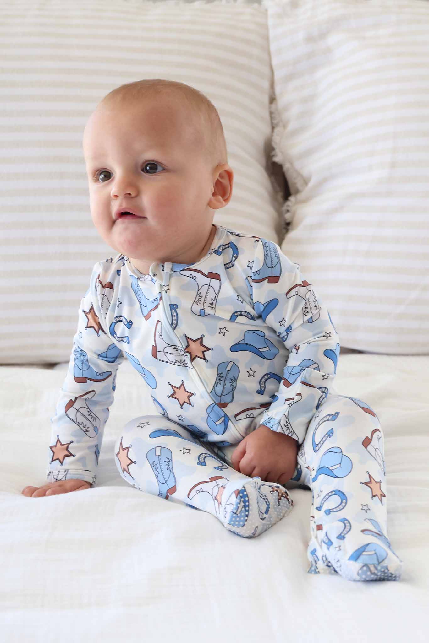 Rodeo Dreams Zipper Footie | Blue