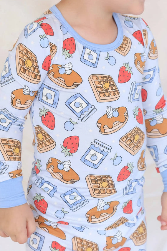 Sweet Stacks Two Piece Pajama Set | Blue