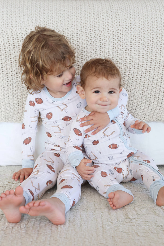 Tiny Touchdowns Two Piece Pajama Set | Neutral