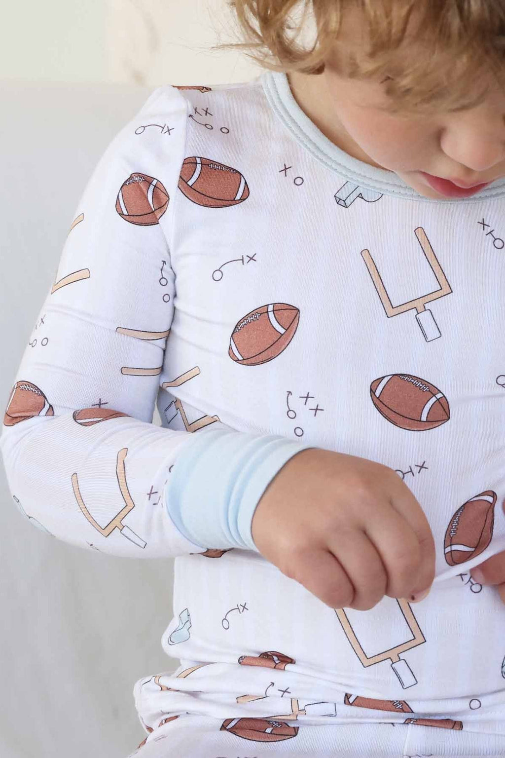 Tiny Touchdowns Two Piece Pajama Set | Neutral