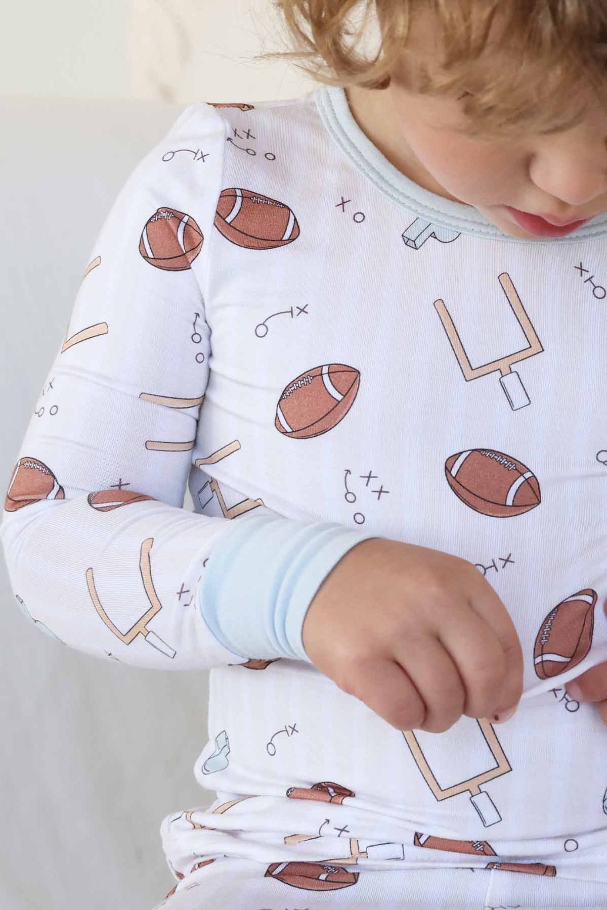 Tiny Touchdowns Two Piece Pajama Set | Neutral