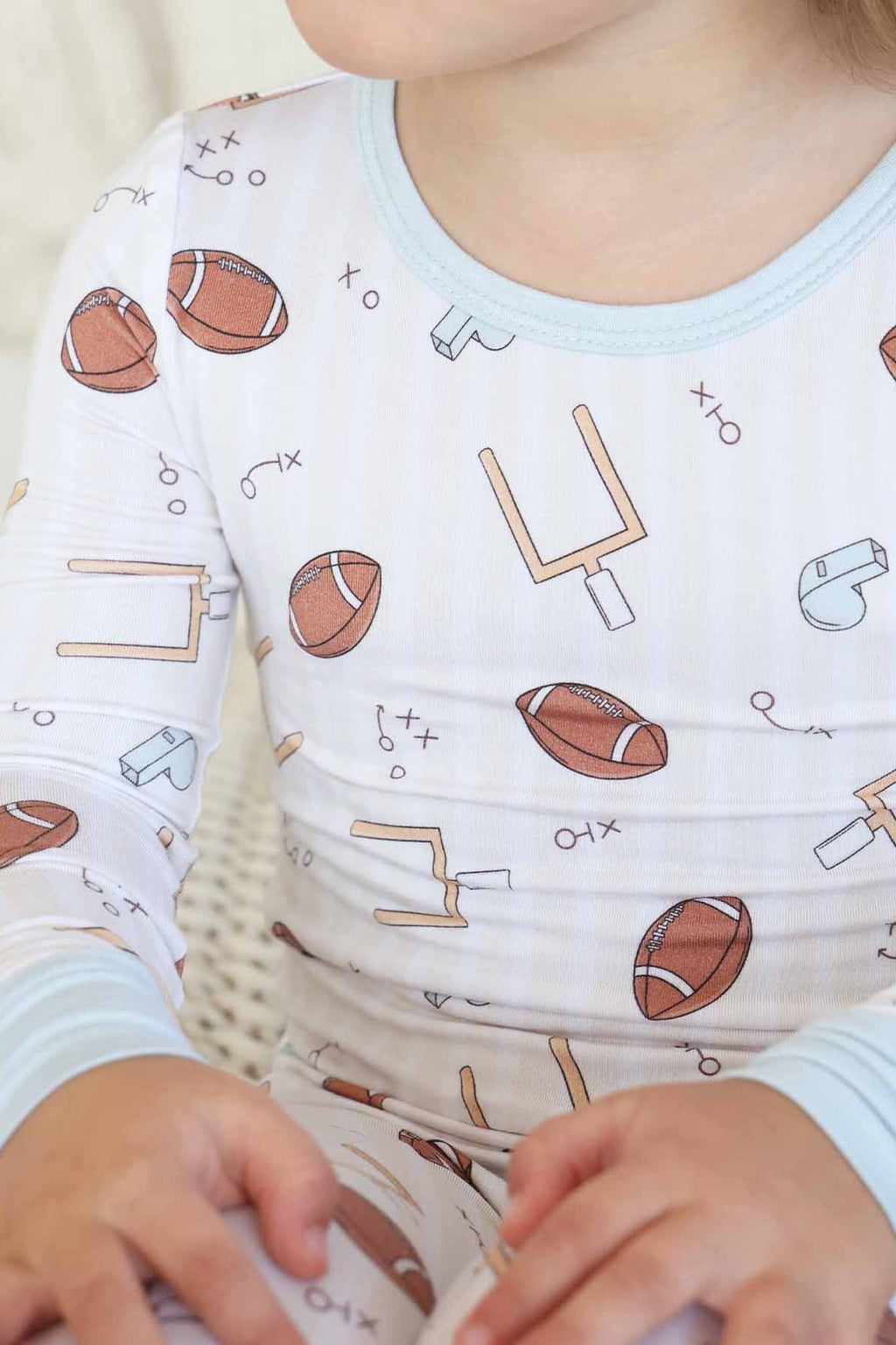 Tiny Touchdowns Two Piece Pajama Set | Neutral