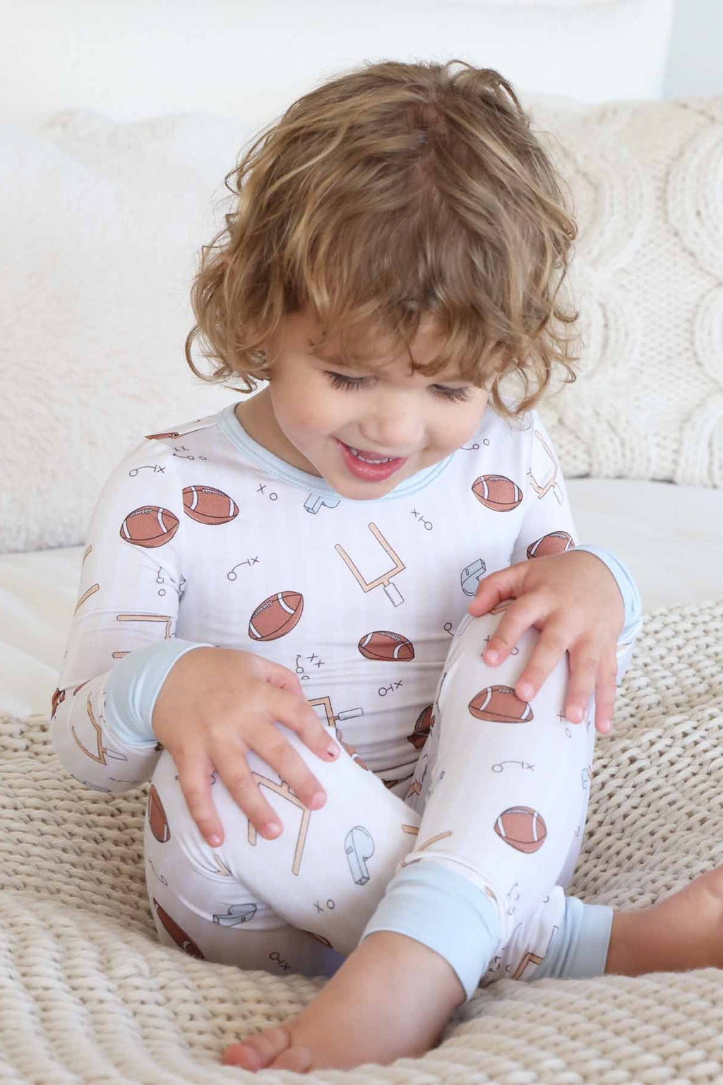 Tiny Touchdowns Two Piece Pajama Set | Neutral