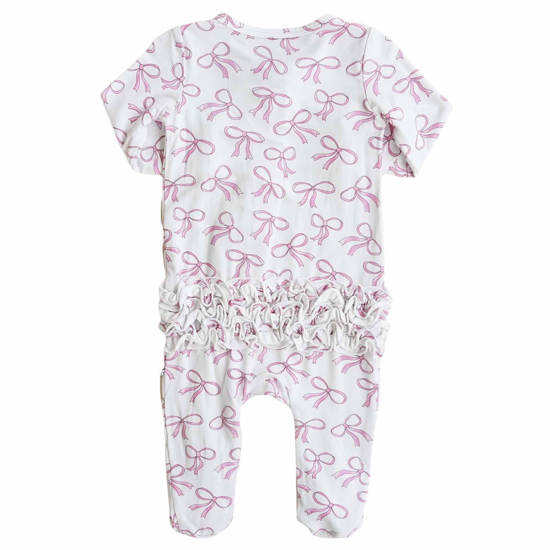 Blushing Bows Ruffle Zipper Footie