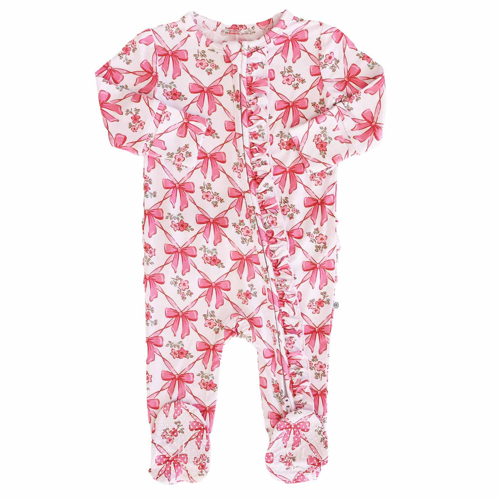 Bow Besties Ruffle Zipper Footie