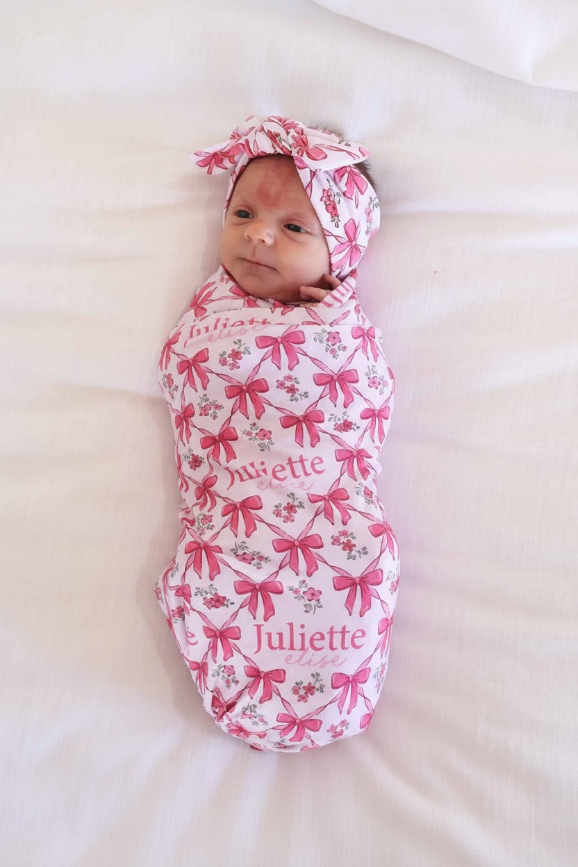 Bow Besties Personalized Swaddle Blanket