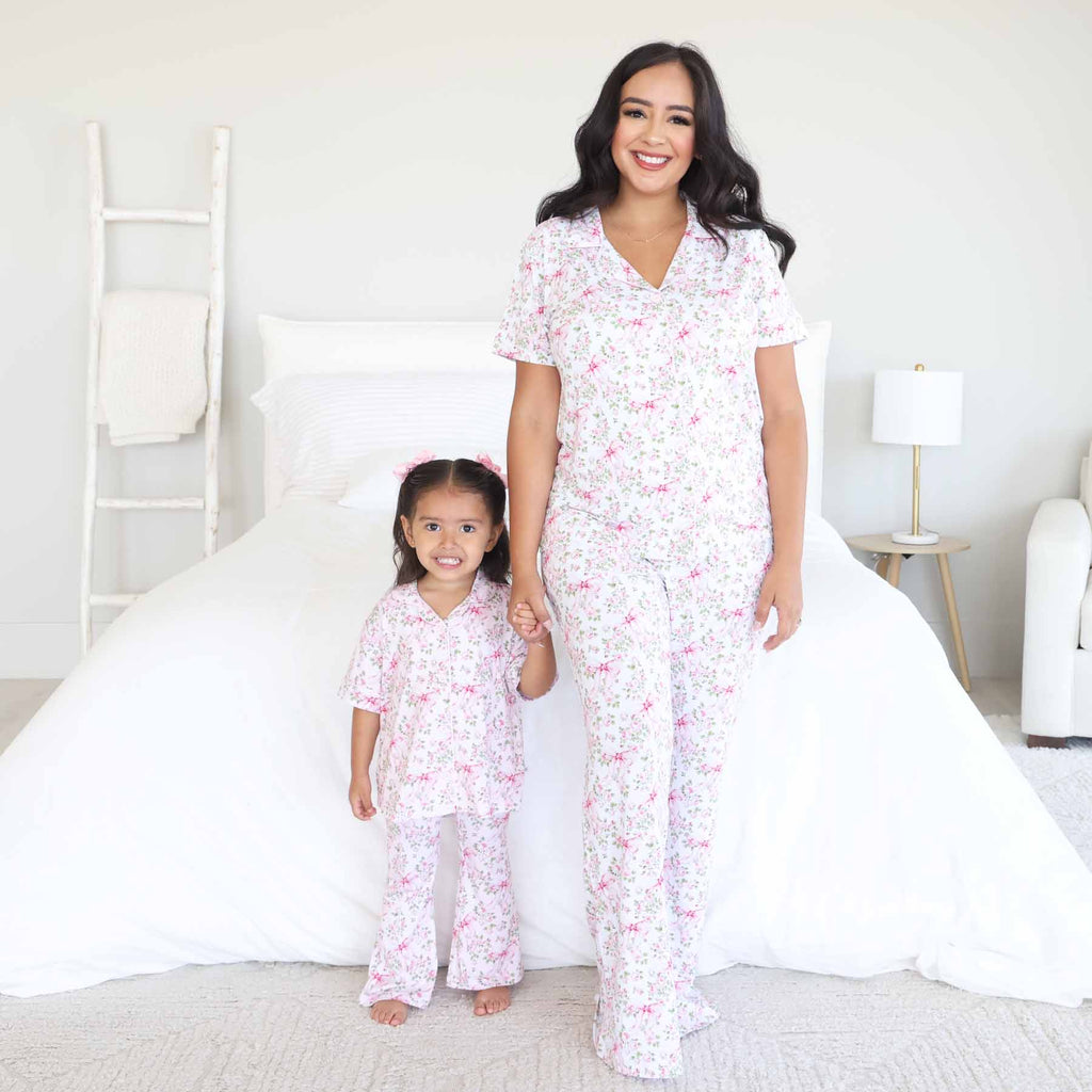 Girl's Two Piece Flare Lounge Set | Bows in Bloom