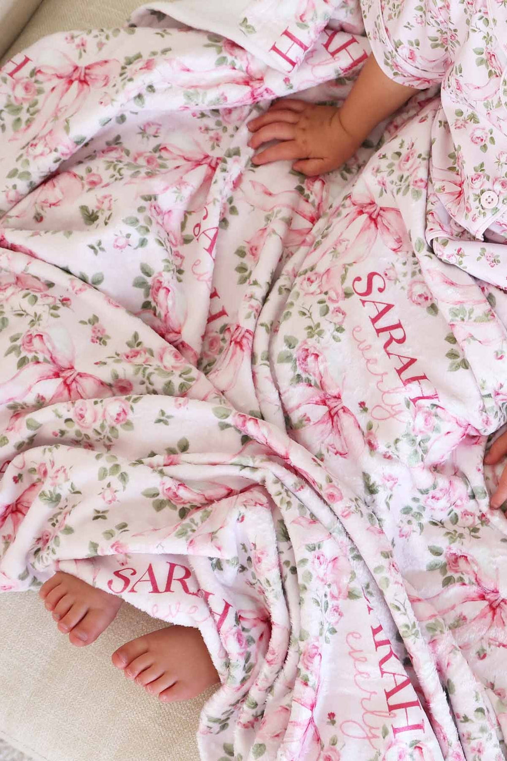 Bows in Bloom Personalized Kids Blanket