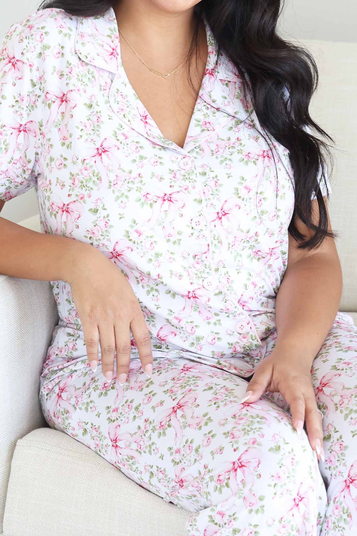 Women's Two Piece Flare Lounge Set | Bows in Bloom