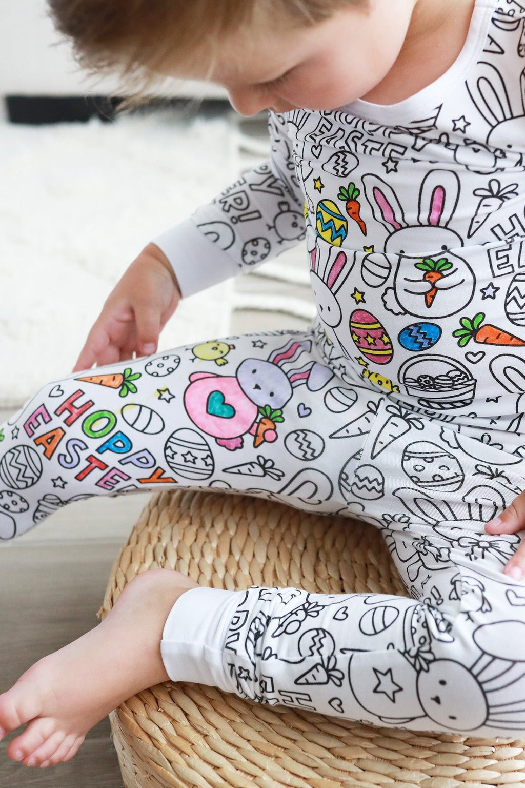 Colorable Two Piece Pajama Set | Hoppy Easter