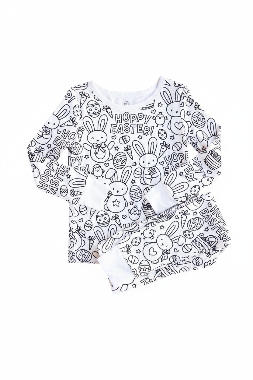 Colorable Two Piece Pajama Set | Hoppy Easter