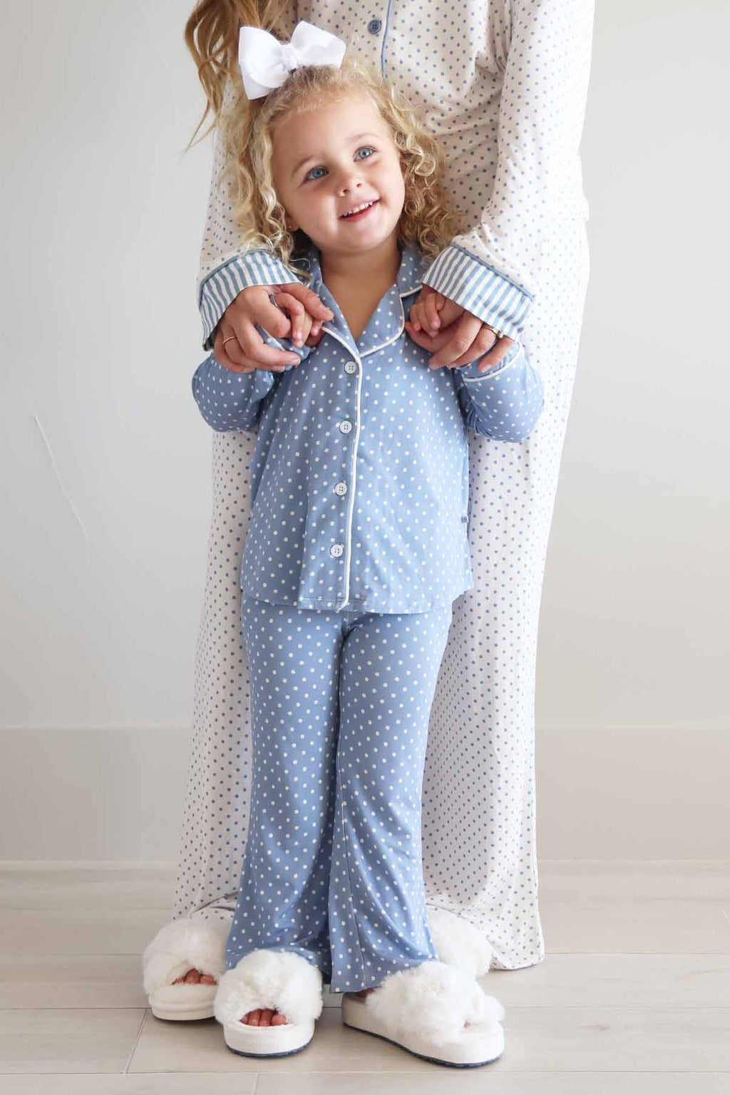 Girl's Two Piece Flare Lounge Set | Snuggle Spots Blue