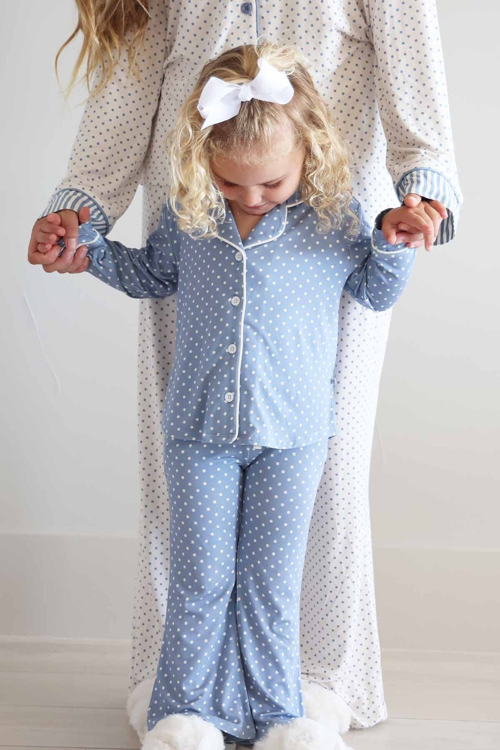 Girl's Two Piece Flare Lounge Set | Snuggle Spots Blue