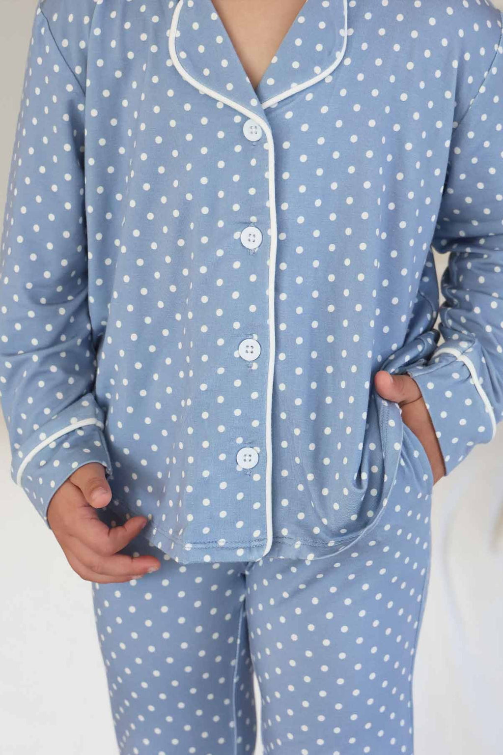 Girl's Two Piece Flare Lounge Set | Snuggle Spots Blue