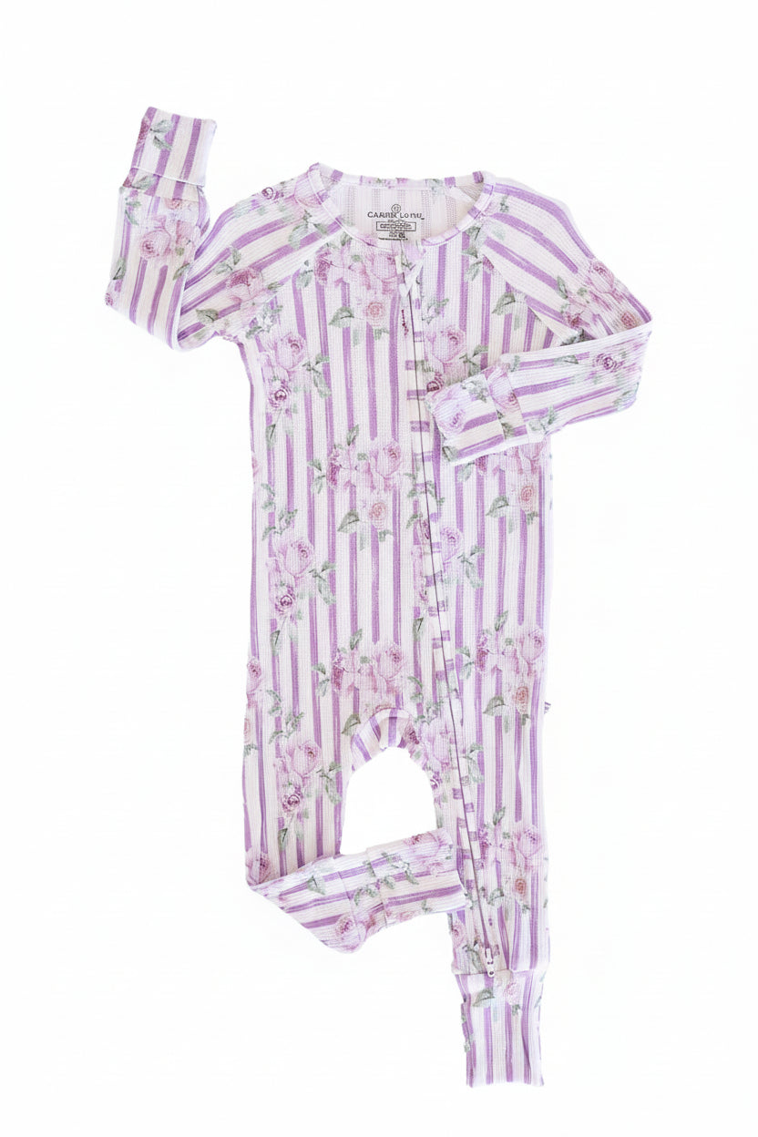 Lila's Lilacs Bamboo Waffle Convertible Zip Romper