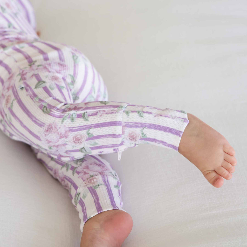 Lila's Lilacs Bamboo Waffle Convertible Zip Romper