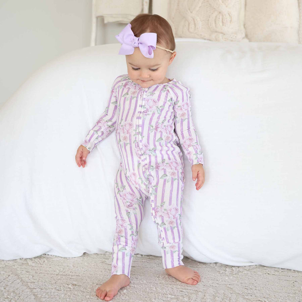 Lila's Lilacs Bamboo Waffle Convertible Zip Romper