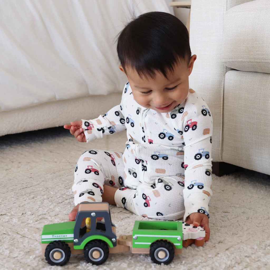 Little Farmer Bamboo Waffle Convertible Zip Romper