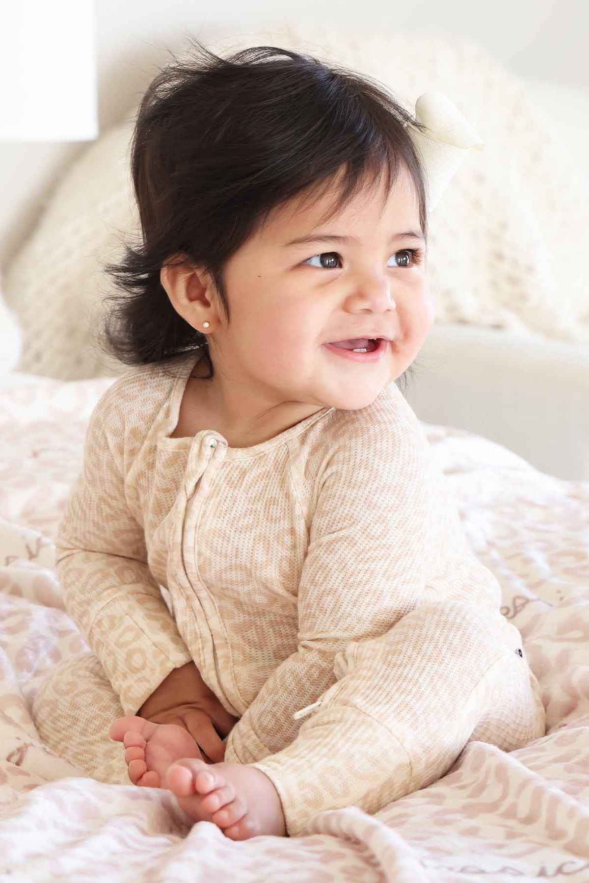 Lovely Leopard Bamboo Waffle Convertible Zip Romper