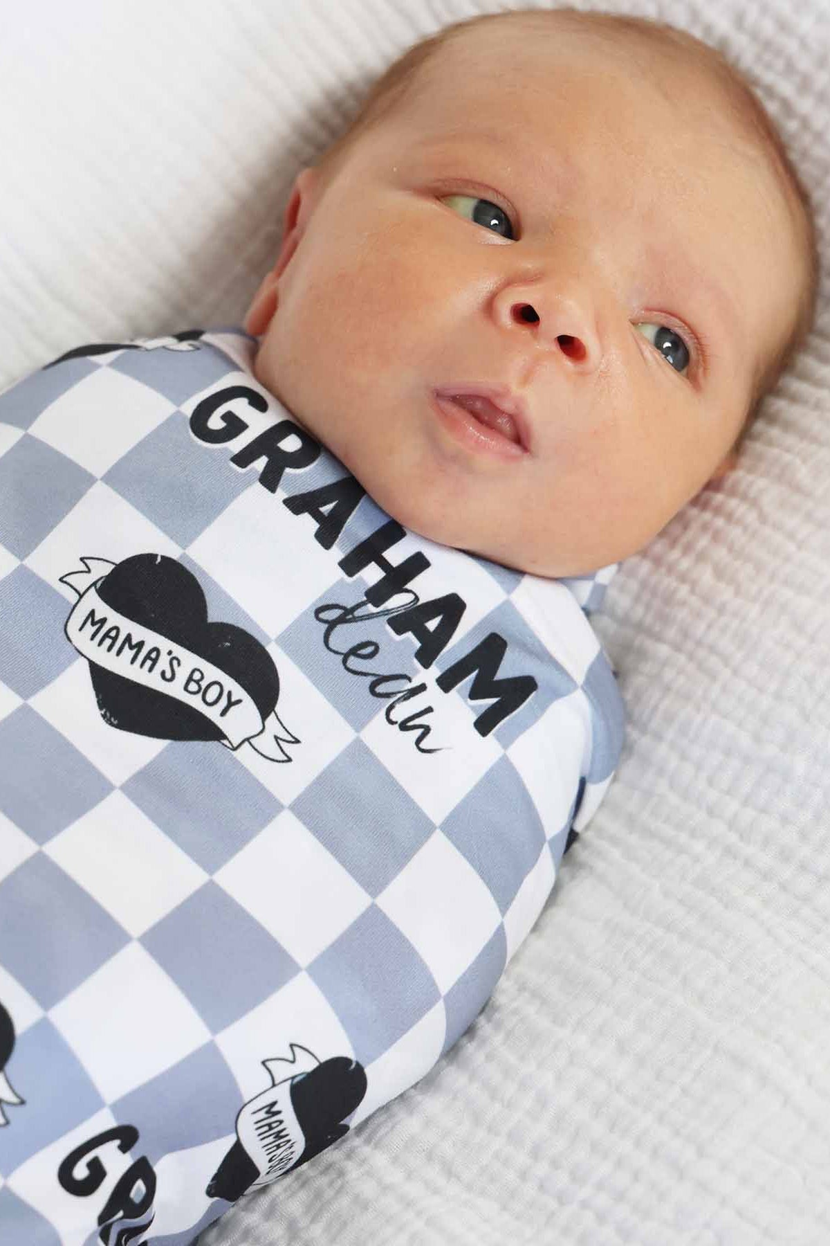Mama's Boy Personalized Swaddle Blanket