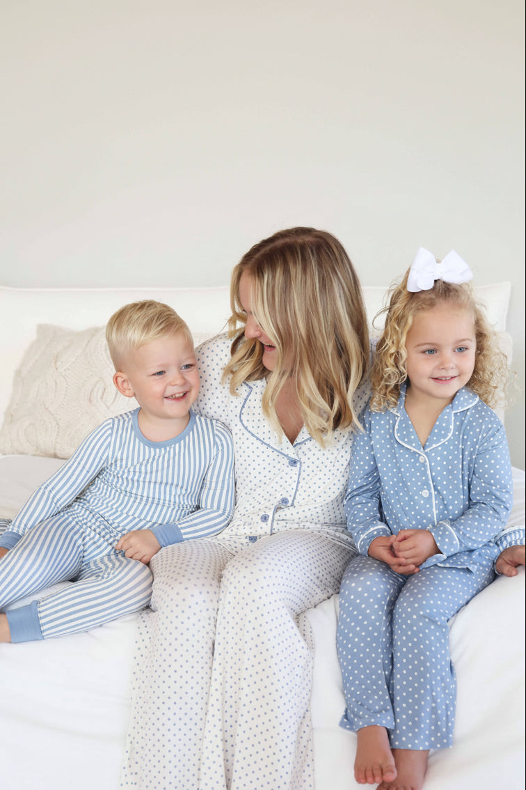 Girl's Two Piece Flare Lounge Set | Snuggle Spots Blue