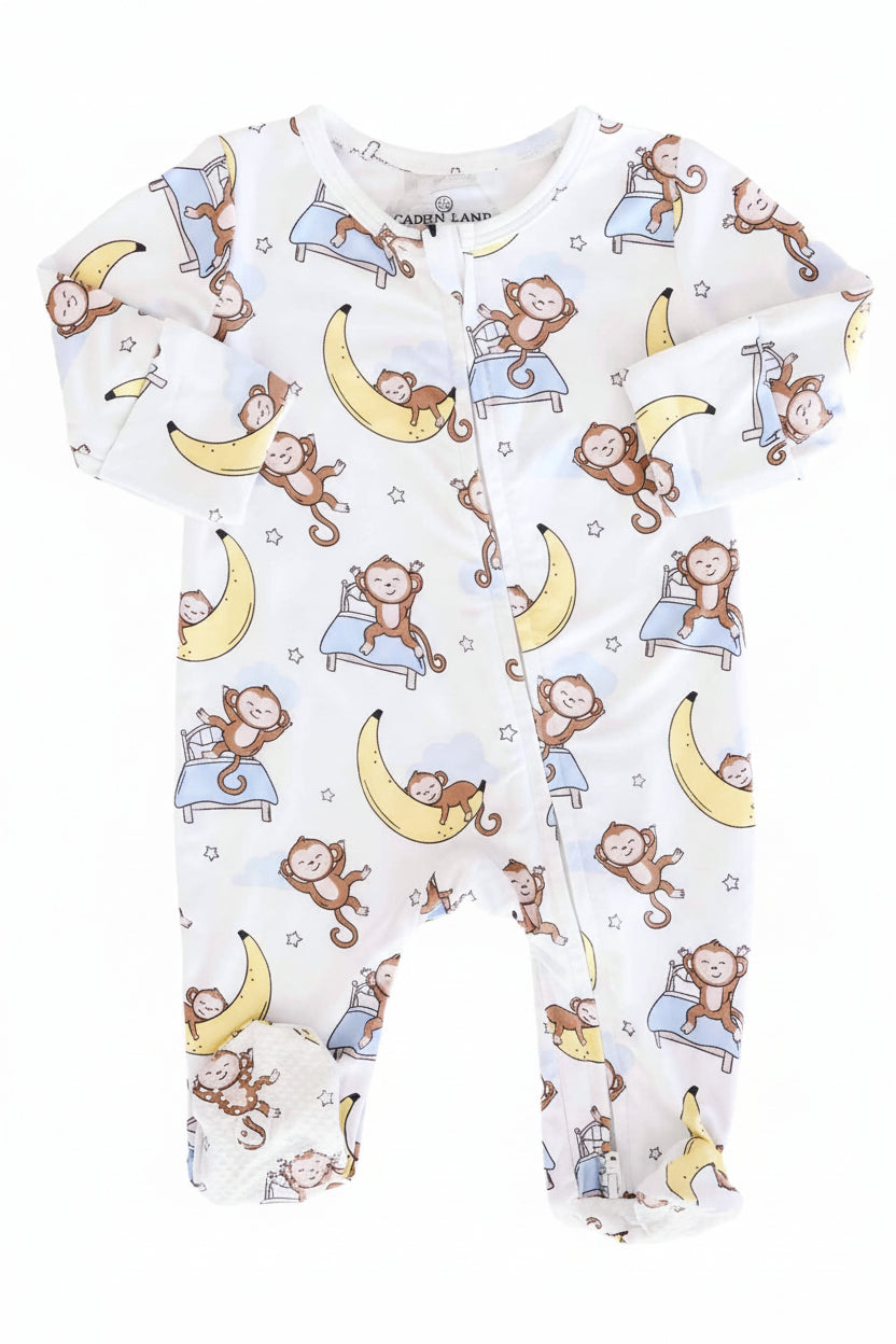 Monkey See, Monkey Snooze Zipper Footie