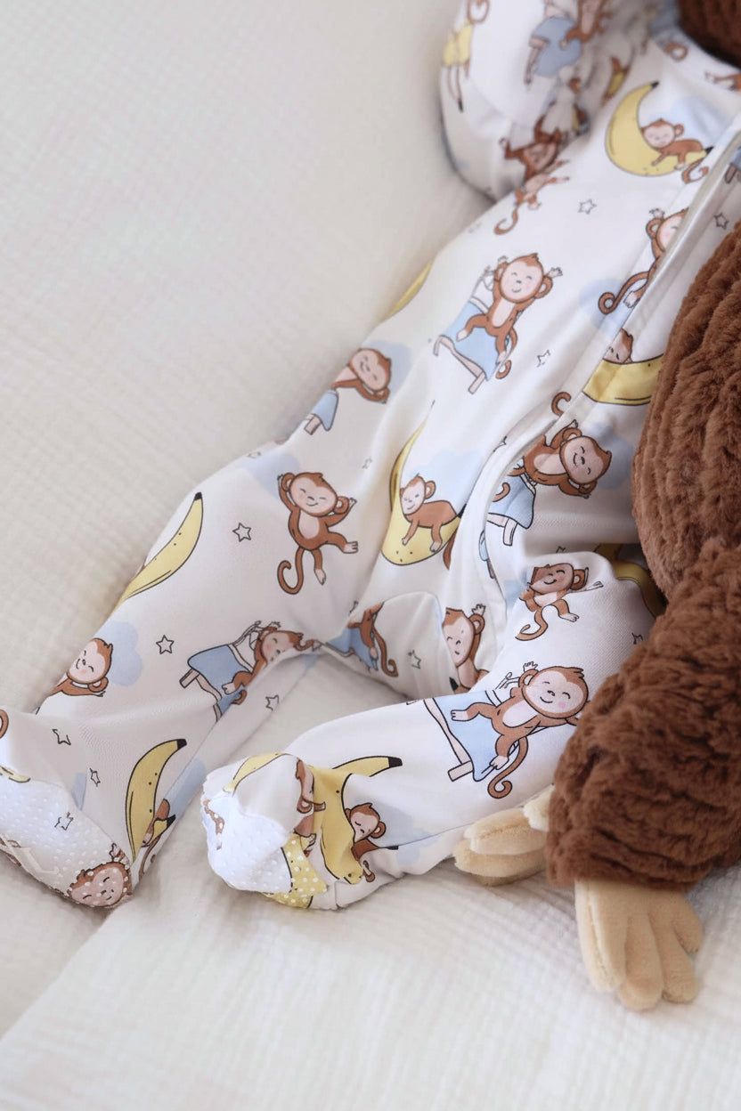 Monkey See, Monkey Snooze Zipper Footie