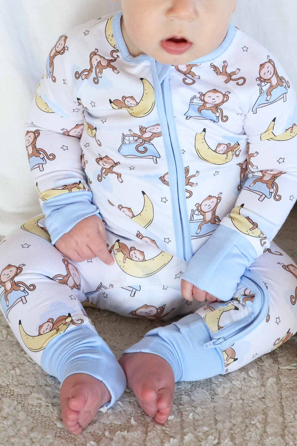 Monkey See, Monkey Snooze Convertible Zip Romper