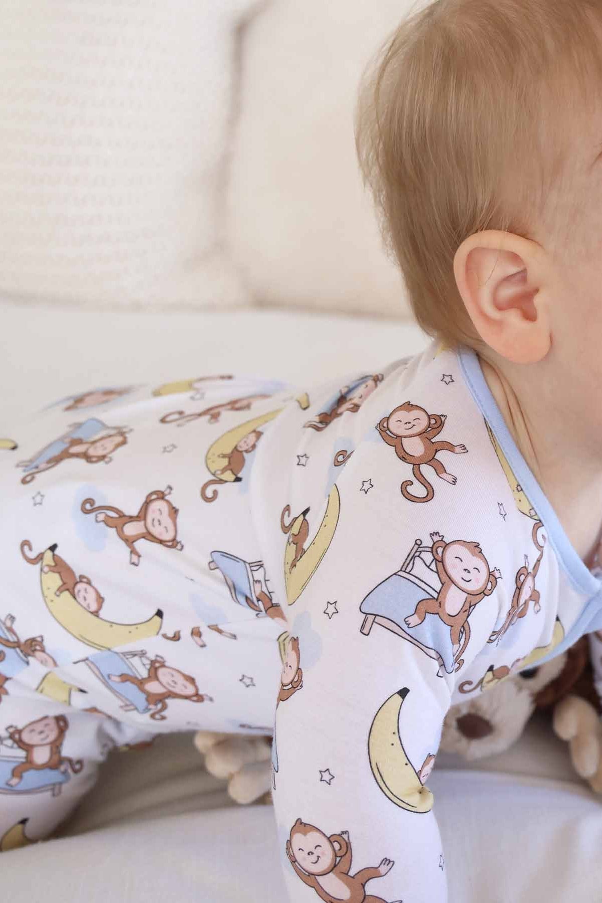 Monkey See, Monkey Snooze Convertible Zip Romper
