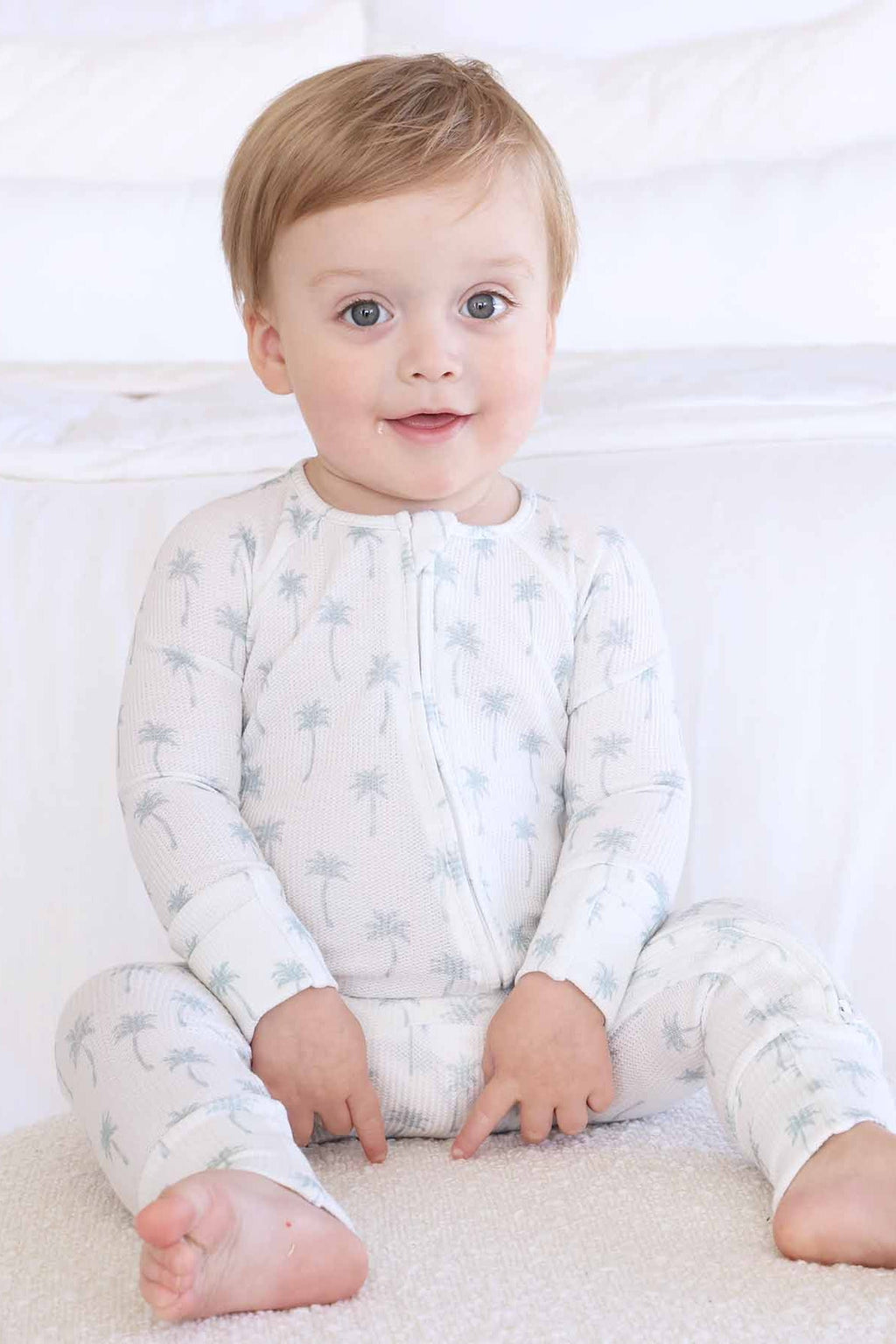 Preppy Palms Bamboo Waffle Convertible Zip Romper