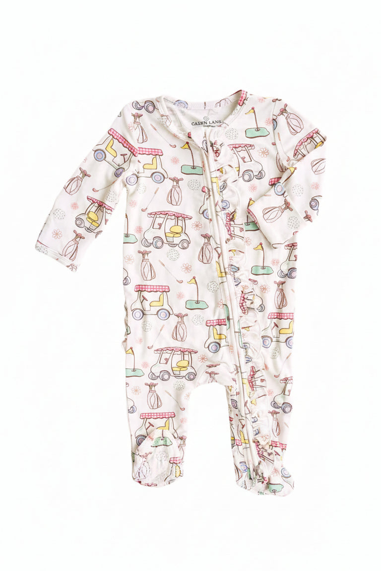 Country Club Cuties Ruffle Zipper Footie | Pink